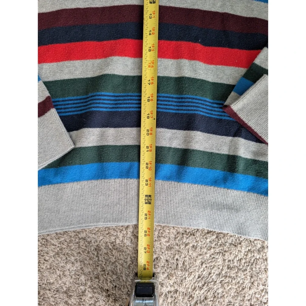 Gap Crazy Stripe Sweater Mens M Gray Multi Color 100% Cotton Holiday 2017